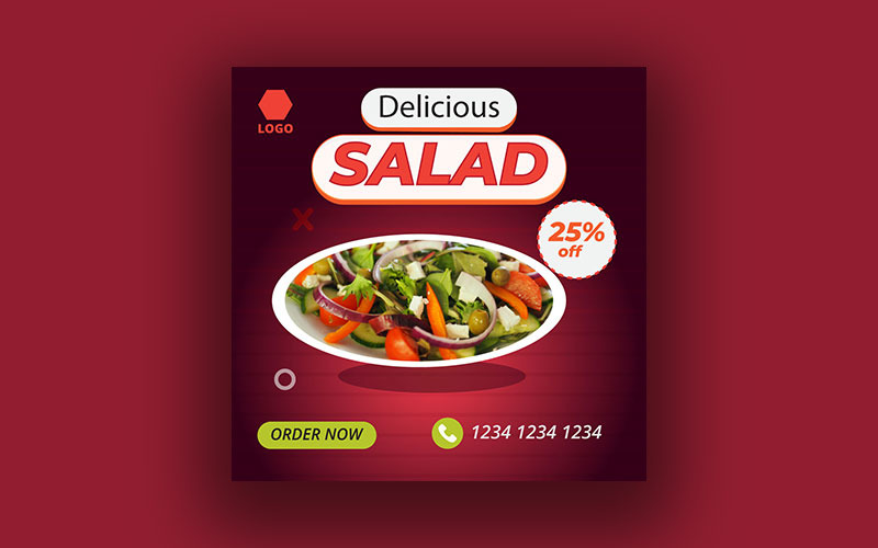 Download Шаблон для соцсетей "Square banner Social Media Template" / Square banner Social Media Template - Шаблон для соцсетей на тему графика banner,foodbanner,socialmedia,insagram