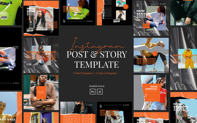 Download Шаблон для соцсетей "Urban Style Instagram Post and Story Template for Social Media" / Urban Style Instagram Post and Story Template for Social Media - Шаблон для соцсетей на тему графика urban instagram,industrial,fashion industrial,instagram for industrial,modern instagram,instagram story,business,brand,lifestyle,minimalist,modern,elegant,simple,creative,template,instagram p