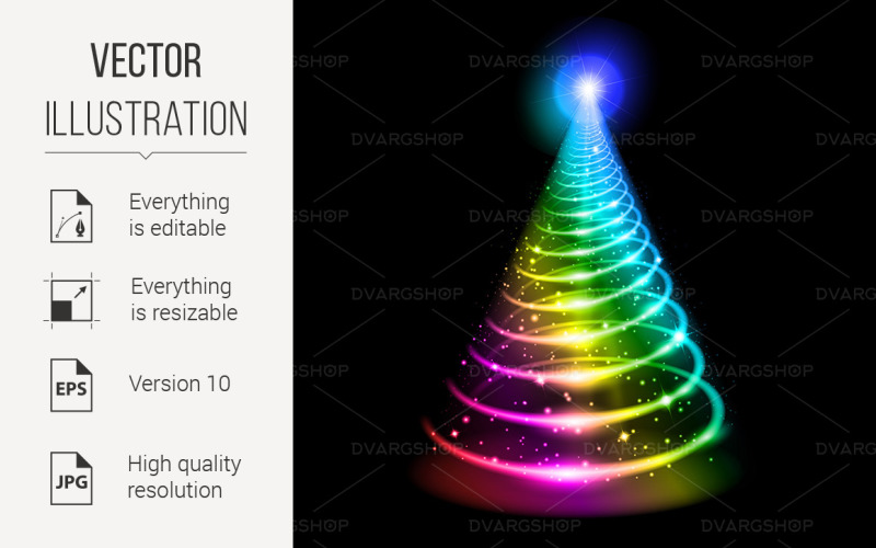 Download Vector "Christmas Tree - Vector Image" / Christmas Tree - Vector Image - Vector на тему графика tree,christmas,abstract,rainbow,background,illustration,design,wallpaper,effect,light,stylish,dark,presentation,graphic,bright,abstraction,clip,web,cover