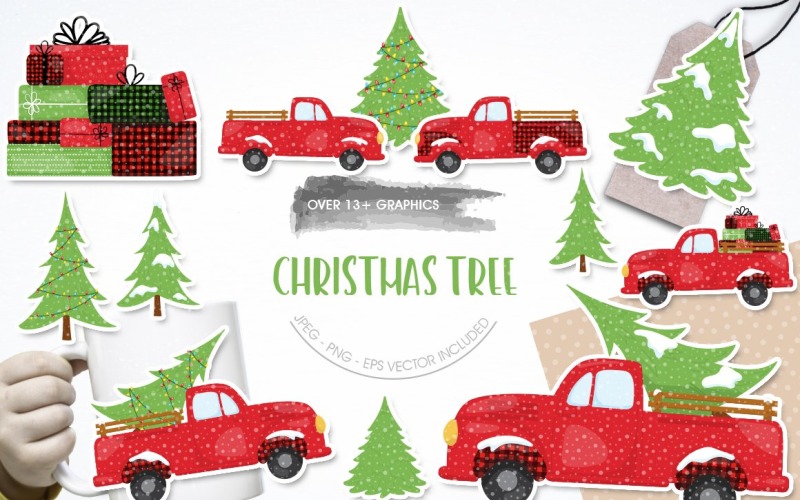 Download Vector "Christmas Tree - Vector Image" / Christmas Tree - Vector Image - Vector на тему графика scrapbook,scrapbooking,clipart,clip art,christmas tree,prettygrafik,christmas clipart,vector art,holiday clipart,christmas presents,christmas truck,vintage truck
