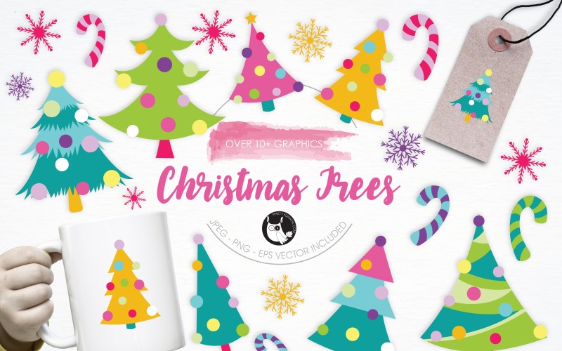 Download Vector "Christmas Trees Illustration Pack - Vector Image" / Christmas Trees Illustration Pack - Vector Image - Vector на тему графика illustration,vector,graphics,clipart,holiday,clip art,snow,icon,snowflakes,eps,candy cane,prettygrafik,christmas trees,trees christmas