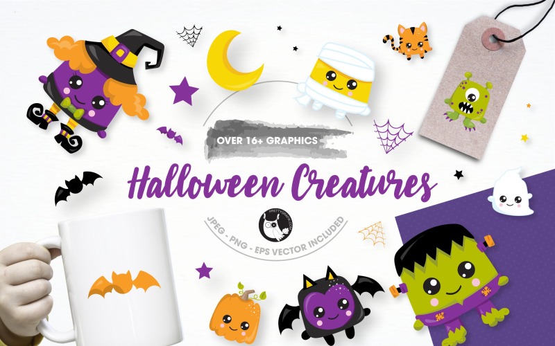 Halloween Creature Illustration Pack - Immagine Vettoriale