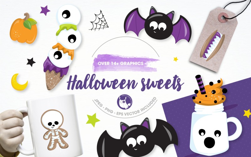 Download Vector "Halloween Sweets Illustration Pack - Vector Image" / Halloween Sweets Illustration Pack - Vector Image - Vector на тему графика scrapbook,vector,clipart,clip art,halloween,sweets,images,halloween pumpkins,commercial use,digital art,digital scrapbook,halloween sweets,halloween bats