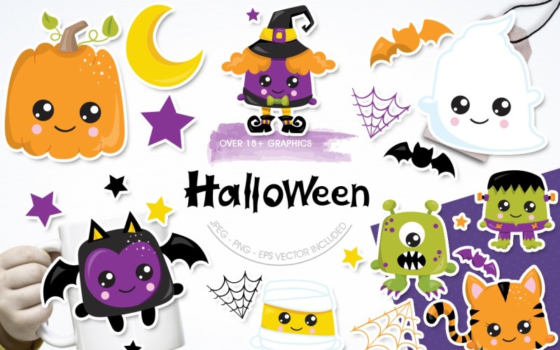 Download Vector "Halloween - Vector Image" / Halloween - Vector Image - Vector на тему графика scrapbook,scrapbooking,clipart,stars,clip art,halloween,pumpkin,prettygrafik,pumpkins,bats,cute monster,vector art,cob web