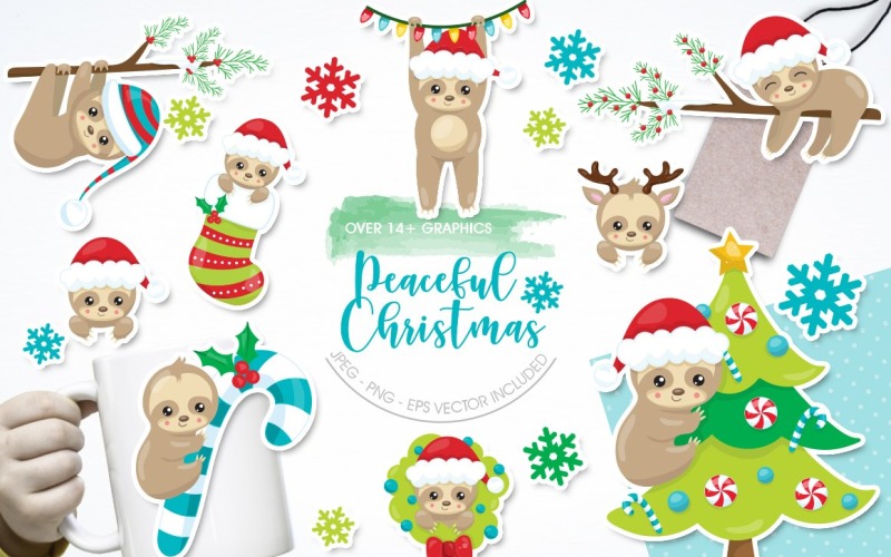 Download Vector "Peaceful Christmas - Vector Image" / Peaceful Christmas - Vector Image - Vector на тему графика scrapbook,scrapbooking,clipart,clip art,snowflakes,ribbons,mistletoe,prettygrafik,christmas clipart,vector art,holiday clipart,koala,koalas,christmas socks
