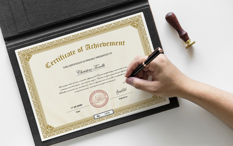 Download Шаблон сертификата "Achievement Certificate Template" / Achievement Certificate Template - Шаблон сертификата на тему графика certificate template,printable certificate,achievement,appreciation,award,print ready,recognition,completion,design,multpurpose,diploa,ms word,psd