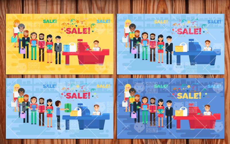 Download Vector "Buyers Queue At The Sale - Vector Image" / Buyers Queue At The Sale - Vector Image - Vector на тему графика shop,store,sale,retail,purchase,counter,market,vector,business,illustration,buy,cash,service,supermarket,people,grocery,sell,design,commercial,shopping