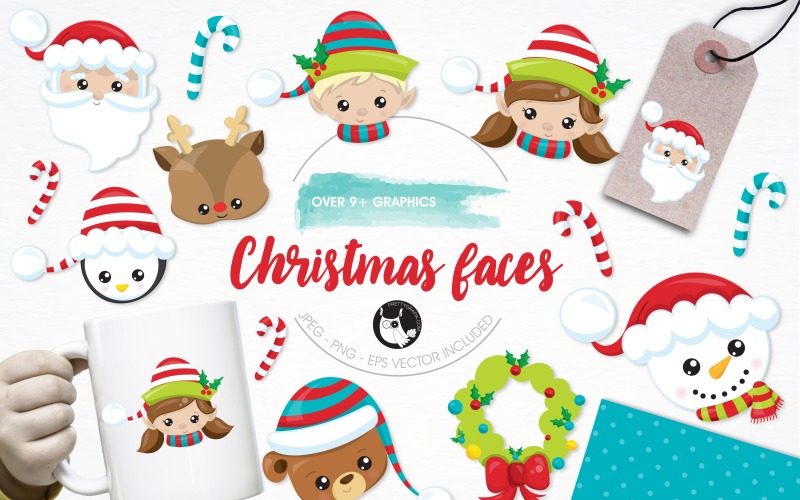 Christmas Faces Illustration Pack - vektorbild