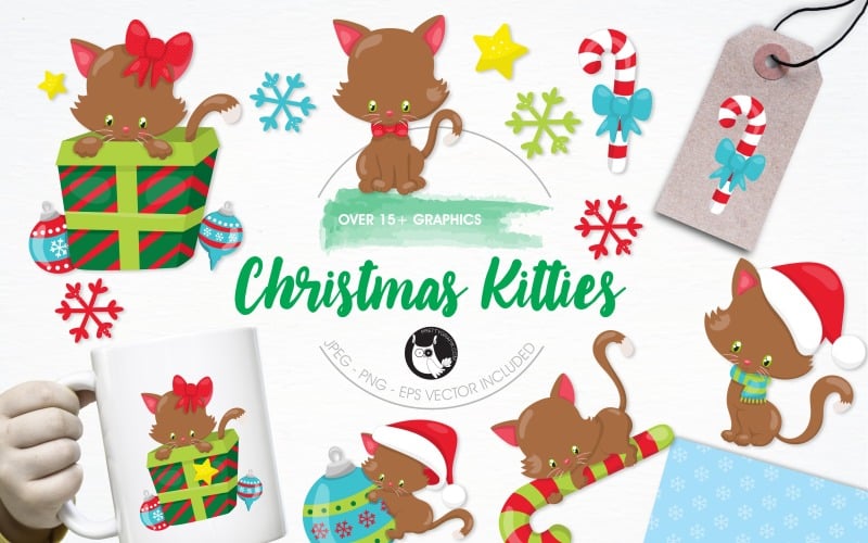 Christmas Kitties Illustration Pack - Vector Image