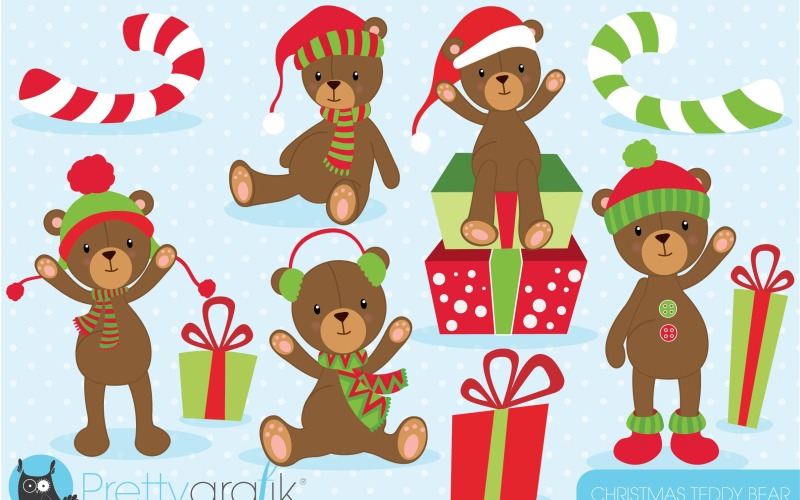 Clipart de urso de pelúcia de Natal - imagem vetorial