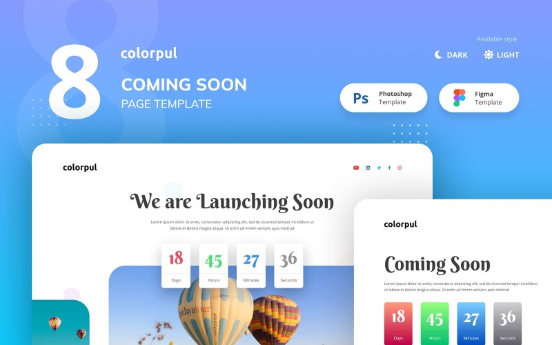 Download UI элементы "Colorpul - 8 Coming Soon Under construction Website Template UI Elements" / Colorpul - 8 Coming Soon Under construction Website Template UI Elements - UI элементы на тему графика figma template,psd template,user interface,website design,ui design,modern,clean,coming soon,space,galaxy,timer,launching,website,maintenance,comingsoon,under construction