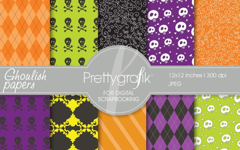 Download Vector "Halloween Digital Paper, Commercial - Vector Image" / Halloween Digital Paper, Commercial - Vector Image - Vector на тему графика scrapbooking,skull,stripes,patterns,digital papers,digital art,digital scrapbooking