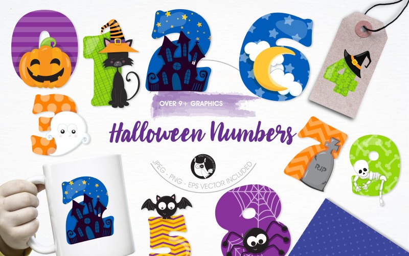 Download Vector "Halloween Numbers Illustration Pack - Vector Image" / Halloween Numbers Illustration Pack - Vector Image - Vector на тему графика illustration,vector,graphics,clipart,moon,clip art,school,skeleton,ghost,spider,icons,numbers,pumpkin,spiderweb,bat,witch hat,eps,prettygrafik,haunted house,tombstone,classroom decor,black ha