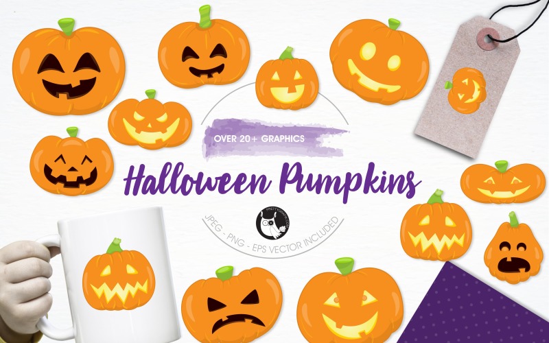 Halloween Pompoenen Illustratie Pack - Vector Afbeelding