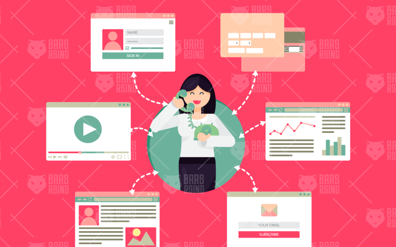 Download Vector "Online Call Center - Vector Image" / Online Call Center - Vector Image - Vector на тему графика internet,social,vector,network,business,people,technology,web,mail,website,media,user,online,video,app,page,call,center,tellphone,phone