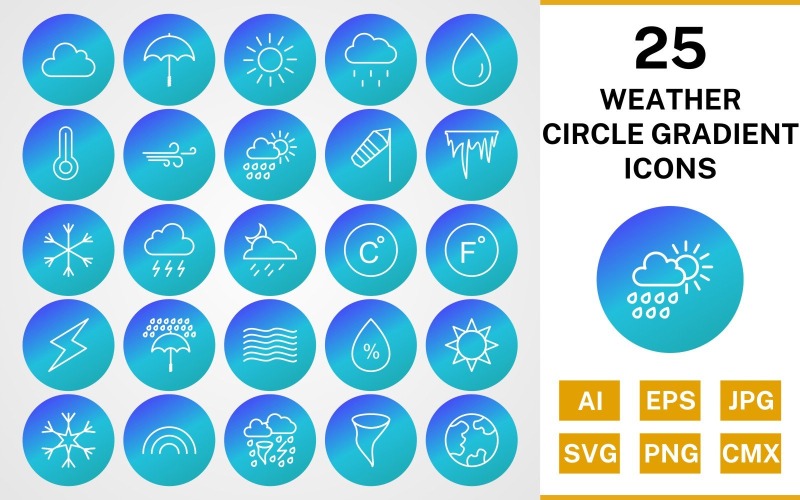 25 Set di icone del pacchetto di gradiente del cerchio del tempo