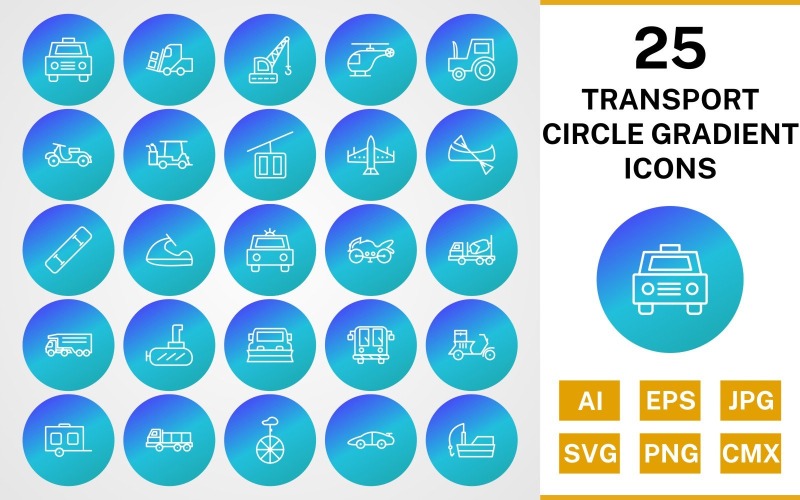 25 zestaw ikon gradientu koła transportowego