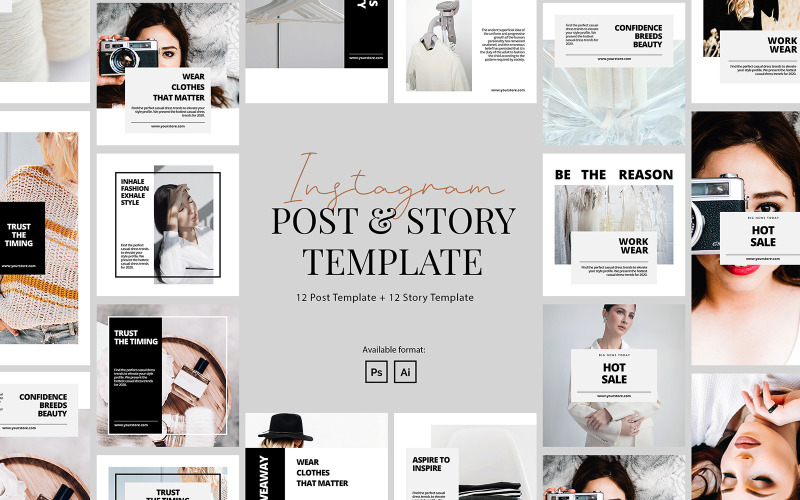 Beauty Elegant Corporate Instagram Post и шаблон истории для социальных сетей
