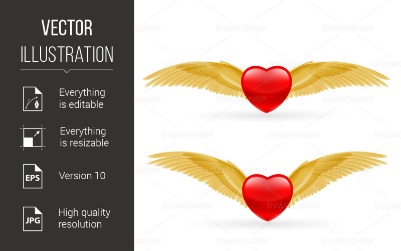 Dwa Serca z Rwings - Grafika wektorowa