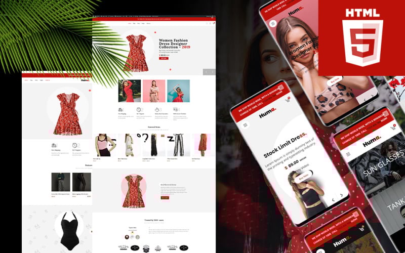 Huma - Plantilla de sitio web HTML5 de comercio electrónico Bootstrap 4