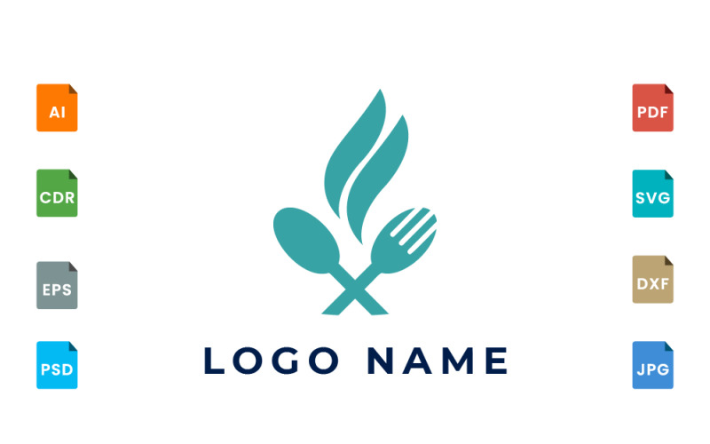 Lžíce a vidlička Logo šablona