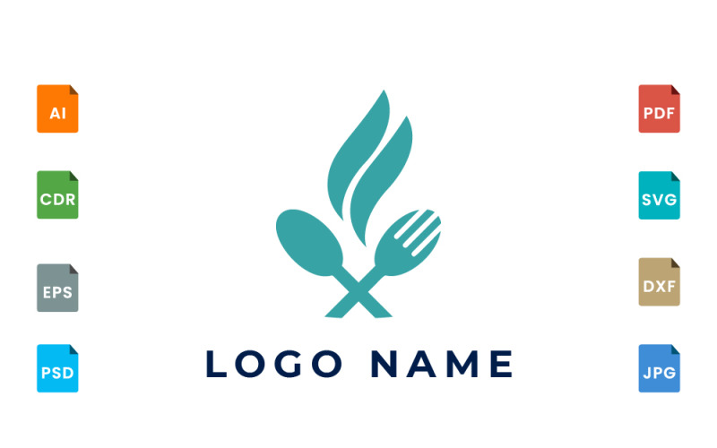 Modèle de logo cuillère et fourchette