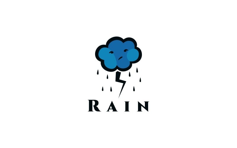 Download Шаблон логотипа "Raining Cloud Logo Template" / Raining Cloud Logo Template - Шаблон логотипа на тему графика app,blue,brand,branding,business,cloud computing,company,corporate,design,file,file host,hosting,internet,loader,logo,logo design,modern,pixel,rain,cloud
