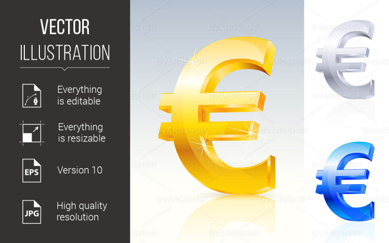 Download Vector "Abstract Euro Sign - Vector Image" / Abstract Euro Sign - Vector Image - Vector на тему графика abstract,sign,euro,design,illustration,money,white,background,union,europe,business,shape,banking,investment,gold,mark,stock,symbol,danger,crash