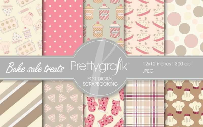 Download Vector "Bake Sale Treats Digital Paper - Vector Image" / Bake Sale Treats Digital Paper - Vector Image - Vector на тему графика scrapbooking,baking,sugar,patterns,digital papers,digital art,flour,digital scrapbooking