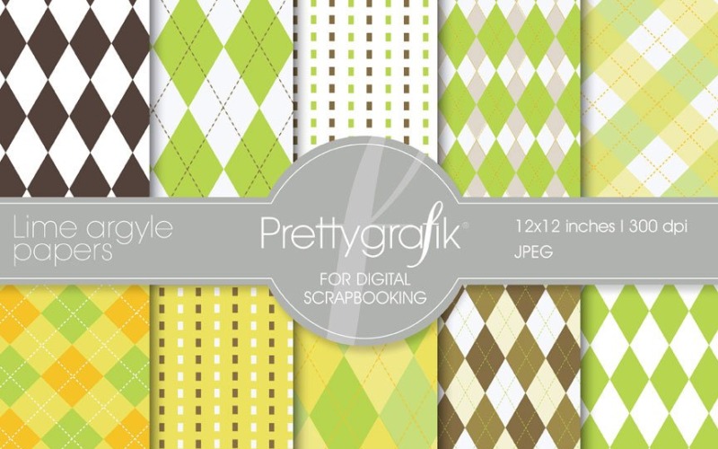 Digitální papír Lime Argyle - vektorový obrázek