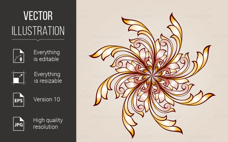 Download Vector "Flower Pattern Henna - Vector Image" / Flower Pattern Henna - Vector Image - Vector на тему графика pattern,flower,beige,henna,golden,brown,arts,shape,element,nature,style,tattoo,wallpaper,vector,elegance,stem,gold,scroll,beauty,revival