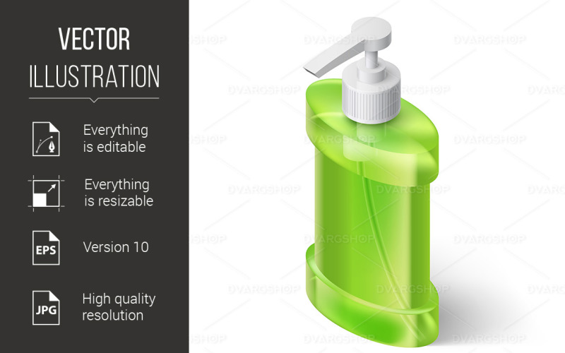 Download Vector "Liquid Soap Dispenser - Vector Image" / Liquid Soap Dispenser - Vector Image - Vector на тему графика soap,isometric,dispenser,liquid,shampoo,logo,treatment,lotion,clean,fresh,wash,intimate,hair,scented,icon,web,can,objects,design,medical