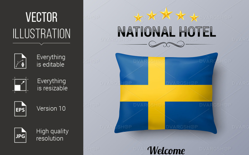 Download Vector "National Hotel - Vector Image" / National Hotel - Vector Image - Vector на тему графика flag,pillow,hotel,national,swedish,realistic,icon,sweden,symbol,cover,interface,concept,nationality,tradition,cartoon,culture,official,comfortable,white