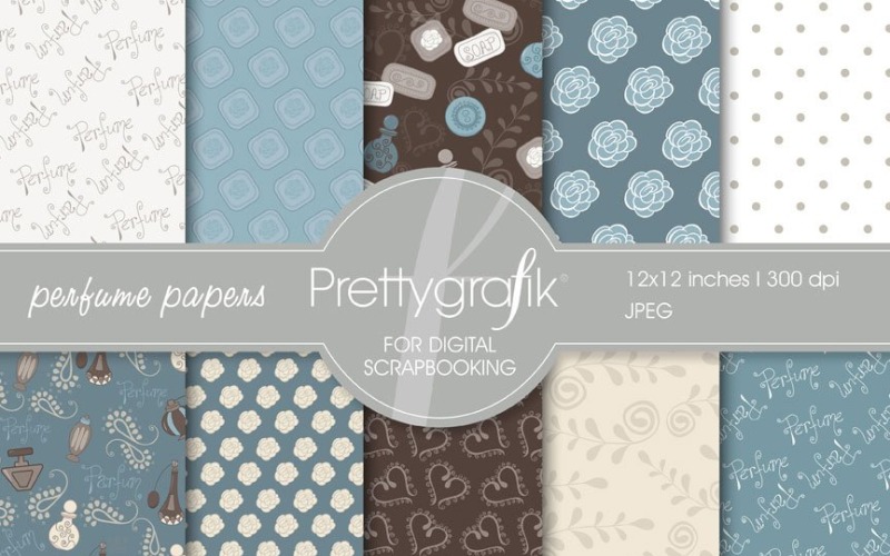 Download Vector "Perfume Digital Scrapbook Papers set - Vector Image" / Perfume Digital Scrapbook Papers set - Vector Image - Vector на тему графика scrapbooking,heart,soap,patterns,perfume,digital papers,digital art,digital scrapbooking