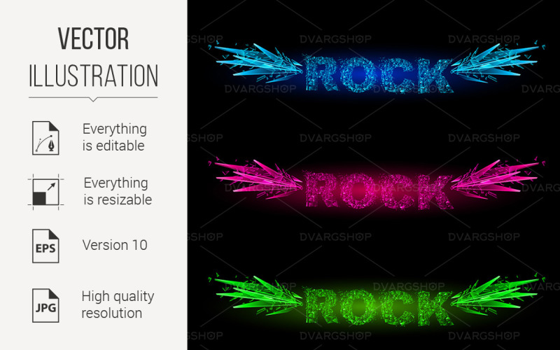 Download Vector "Rock Star - Vector Image" / Rock Star - Vector Image - Vector на тему графика rock,star,green,music,wings,rose,blue,style,fashion,nightclub,equipment,culture,design,sign,concepts,punk,audio,symbols,sound,power