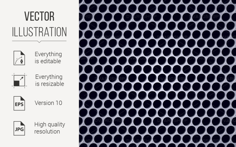 Download Vector "Seamless Wallpaper - Vector Image" / Seamless Wallpaper - Vector Image - Vector на тему графика perforation,wallpaper,metal,seamless,shiny,aperture,backgrounds,macro,textured,sheet,punching,wire,protection,grille,circle,hole,repetition,aluminum,shadow,perforated