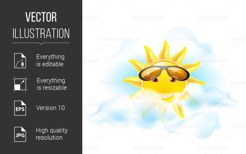 Cartoon Sun - Vector Image