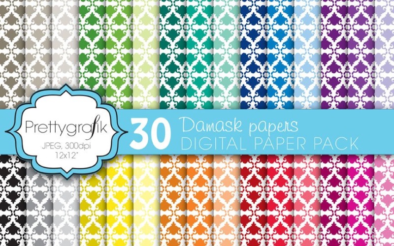 Download Vector "Damask Digital Paper, Commercial Use - Vector Image" / Damask Digital Paper, Commercial Use - Vector Image - Vector на тему графика scrapbooking,colorful,patterns,digital papers,digital art,digital scrapbooking,damask