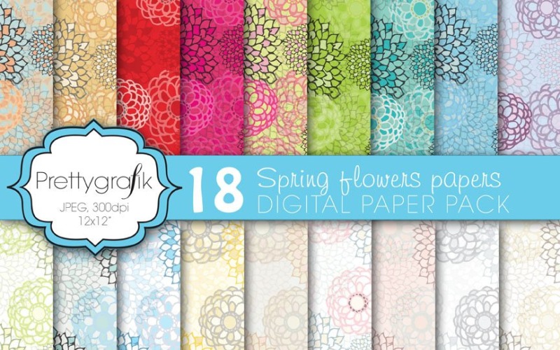 Download Vector "Flower Digital Paper, Commercial Use - Vector Image" / Flower Digital Paper, Commercial Use - Vector Image - Vector на тему графика scrapbooking,spring,flower,patterns,digital papers,digital art,digital scrapbooking