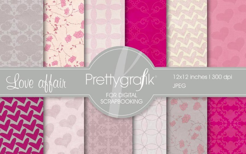 Heart Digital Paper, Commercial Use - Vector Image