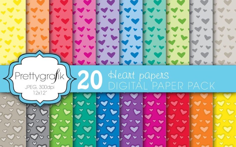 Download Vector "Heart Valentine Digital Paper - Vector Image" / Heart Valentine Digital Paper - Vector Image - Vector на тему графика scrapbooking,heart,bright,valentine,patterns,digital papers,digital art,digital scrapbooking
