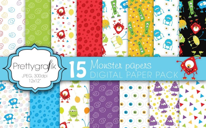 Download Vector "Monster Digital Paper, Commercial - Vector Image" / Monster Digital Paper, Commercial - Vector Image - Vector на тему графика scrapbooking,dots,monster,triangle,patterns,digital papers,digital art,digital scrapbooking