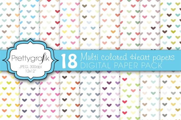 Download Vector "Multi Colored Heart Digital Paper - Vector Image" / Multi Colored Heart Digital Paper - Vector Image - Vector на тему графика scrapbooking,heart,love,patterns,digital papers,digital art,digital scrapbooking