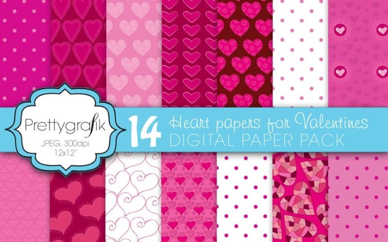 Valentine Heart Digital Paper - Vektorbild