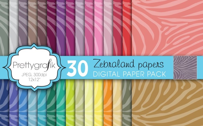 Zebra Hayvan Baskısı Dijital Kağıt - Vektör Görüntü