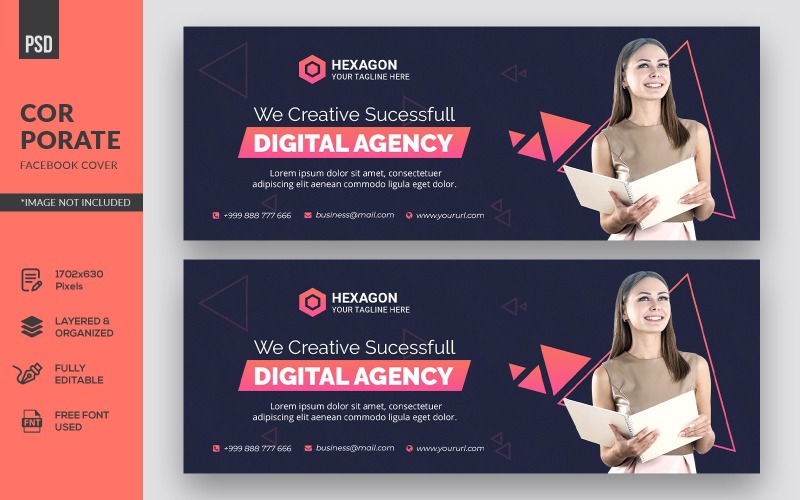 Download Фирменный стиль "Facebook Cover - Corporate Identity Template" / Facebook Cover - Corporate Identity Template - Фирменный стиль на тему графика business,facebook,banner,timeline,cover,marketing,solution,agency,page,web,promotion,social,media,template,graphic,psd,company,fb,office,corporate