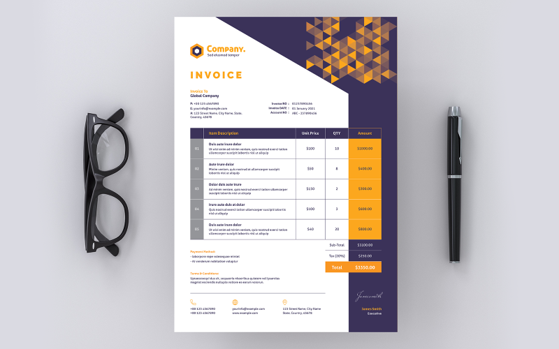 Download Фирменный стиль "Invoice Creative - Corporate Identity Template" / Invoice Creative - Corporate Identity Template - Фирменный стиль на тему графика invoice,bill,payment,pay corporate,total,price,multipurpose,modern,creative