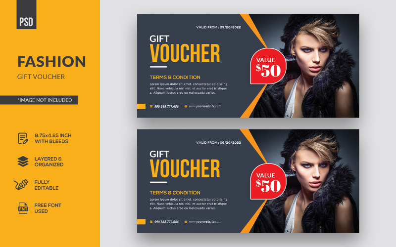 Подарочный сертификат на модную одежду - шаблон фирменного стиля