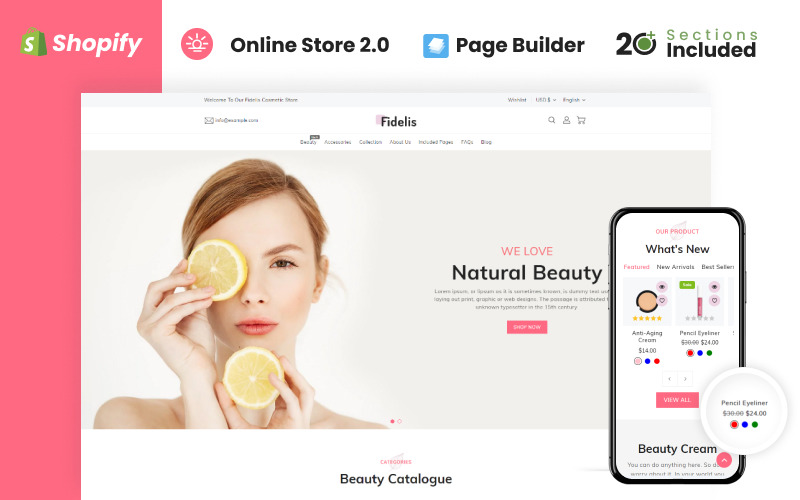Fidelis Cosmetics Store Shopify-tema