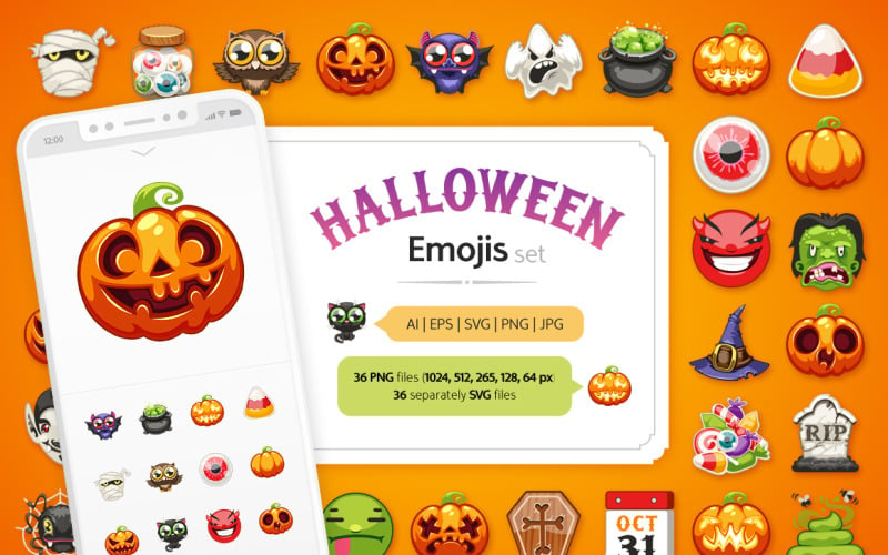 Halloween Emojis Set Icon